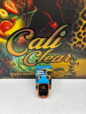 Cali Clear Cookies Monster X Mango Haze 2G Vape featuring sweet cookie flavor, tropical mango haze notes, dual chamber technology, smooth vapor production, long-lasting 2G capacity, and premium Cali Clear quality.