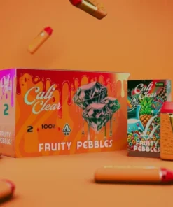Cali Clear Fruity Pebbles 2g Disposable Vape featuring sweet cereal-inspired flavor, creamy undertones, dual chamber technology, smooth vapor production, long-lasting 2G capacity, and premium Cali Clear quality.