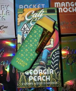 Cali Clear Georgia Peach 2g Disposable Vape featuring juicy peach flavor, smooth fruit profile, dual chamber technology, long-lasting 2G capacity, and premium Cali Clear build quality.