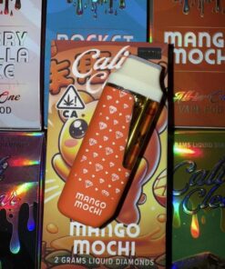 Cali Clear Mango Mochi 2g Disposable Vape featuring sweet mango tropical flavor, creamy mochi dessert notes, dual chamber technology, smooth vapor production, long-lasting 2G capacity, and premium Cali Clear quality.