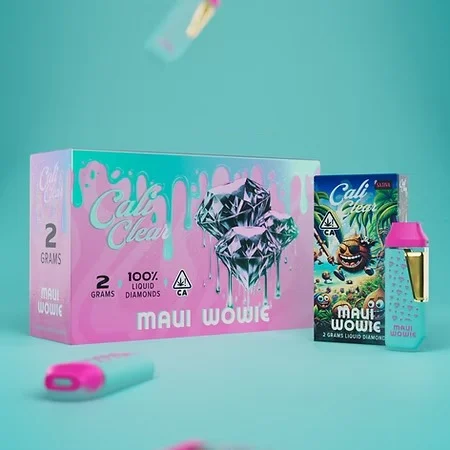 Maui Wowie Cali Clear 2g Disposable Vape featuring tropical pineapple flavor, exotic fruit undertones, dual chamber technology, smooth vapor production, long-lasting 2G capacity, and premium Cali Clear quality.